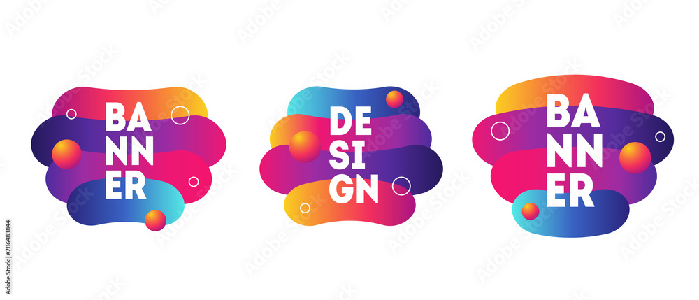 Poster vector fluid gradient liquid abstract geometric shapes. futuristic trendy elements for minimal banne