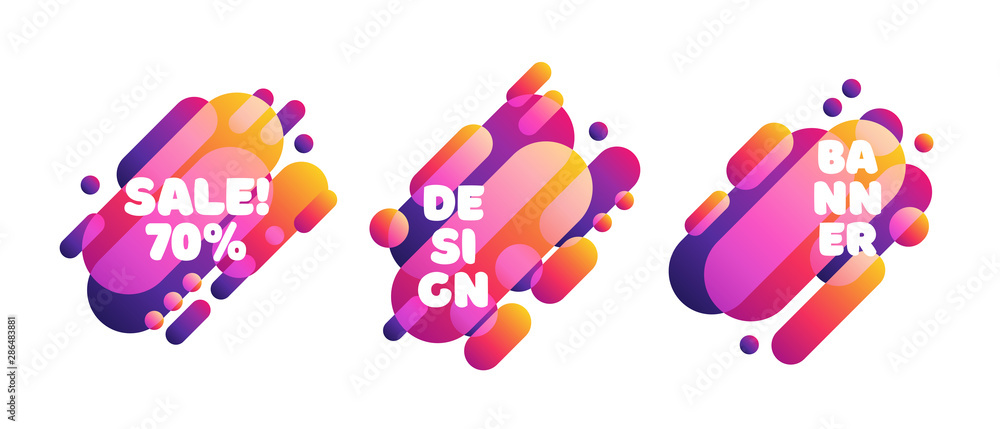 Poster vector fluid gradient liquid abstract geometric shapes. futuristic trendy elements for minimal banne