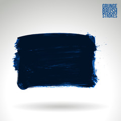 Blue brush stroke and texture. Grunge vector abstract hand - painted element. Underline and border design.