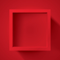 Realistic empty frame on red background, border for your creative project, mockup for you project. Vector design