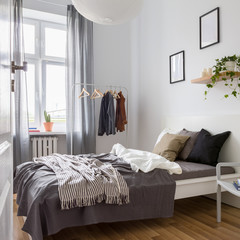 Simple bedroom in gray