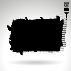 Black brush stroke and texture. Grunge vector abstract hand - painted element. Underline and border design.