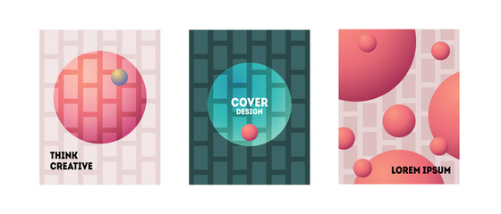 Set of modern color posters. Abstract geometric pattern