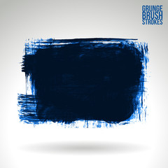 Blue brush stroke and texture. Grunge vector abstract hand - painted element. Underline and border design.