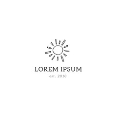 Minimal vector premade logo template. Hand drawn icon, a sun.