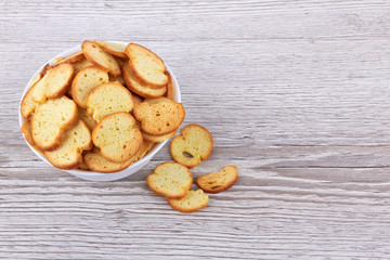 Wheat crackers on wood