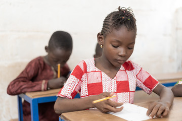 African Black Ethnicity Schoolgirl Studying in School