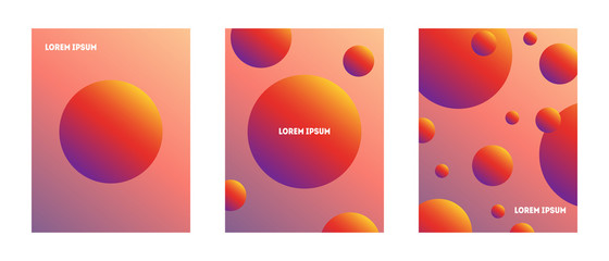 Set of minimal covers design templates with trendy gradient circles. Fluid shapes futuristic composition. 