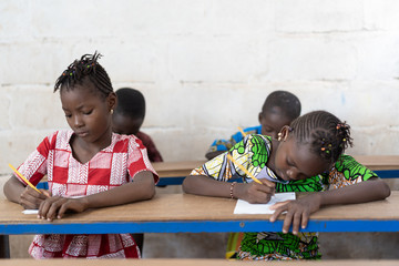 Education symbol African Black Girls and Boys in School