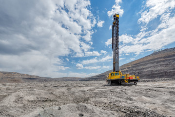 View of a large quarry for the extraction of limestone and coal.