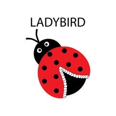 Ladybird isolated. Illustration ladybug. Cute colorful sign red insect symbol spring, summer, garden. Template for t shirt, apparel, card, poster, etc. Design element Vector illustration.
