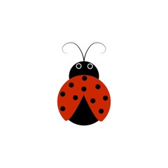 Naklejka premium Ladybird isolated. Illustration ladybug. Cute colorful sign red insect symbol spring, summer, garden. Template for t shirt, apparel, card, poster, etc. Design element Vector illustration.
