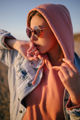 Happy woman at the beach