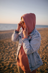 Happy woman at the beach