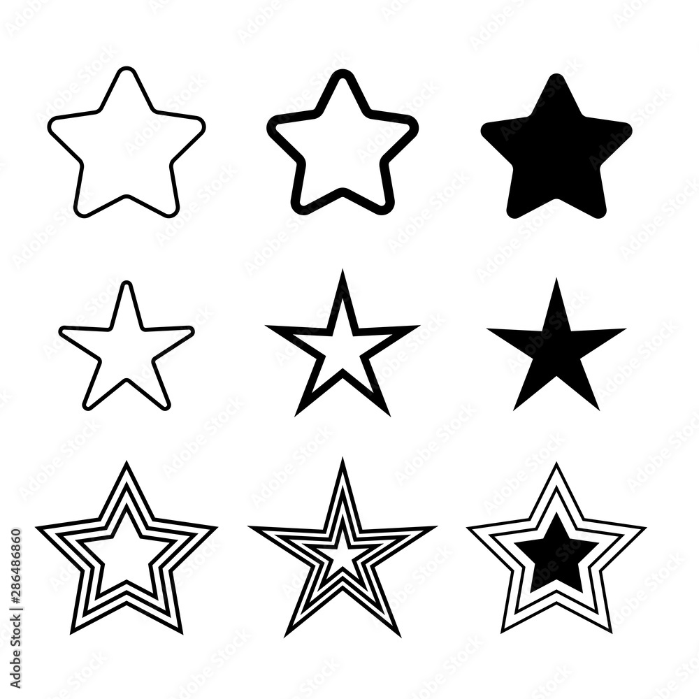 Aufkleber star minimal vector icons isolated on white background. rating symbol in trendy flat style for web d