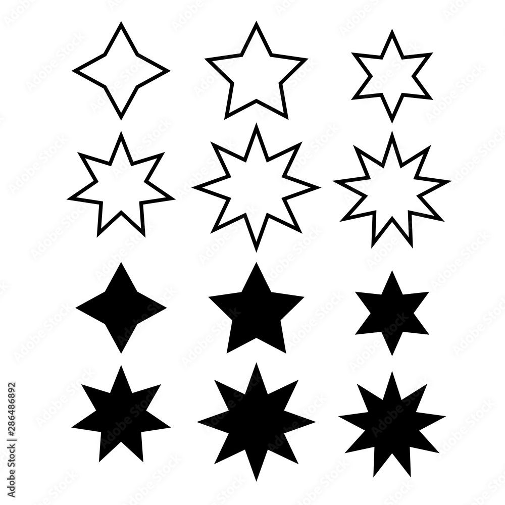Aufkleber star minimal vector icons isolated on white background. rating symbol in trendy flat style for web d