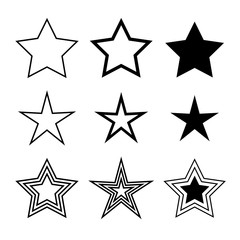 Obraz premium Star minimal vector icons isolated on white background. Rating symbol in trendy flat style for web design, social media, infographic or app.