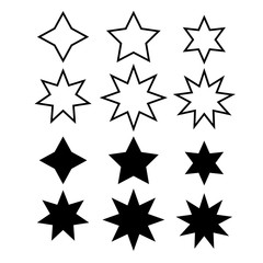 Star minimal vector icons isolated on white background. Rating symbol in trendy flat style for web design, social media, infographic or app.