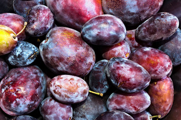 fresh BIO plums, natural background