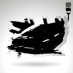 Black brush stroke and texture. Grunge vector abstract hand - painted element. Underline and border design.