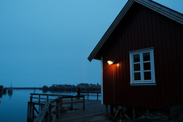 Reine at night, Lofoten, Norway.