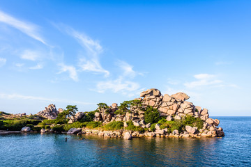 The Pors Rolland point on the Pink Granite Coast in northern Brittany, France, is a famous place in the pink granite blockfield of Ploumanac'h.