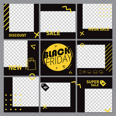 Trendy editable template for social media. Photo overlay with "black friday" theme. Everything built on layers and editable shapes.