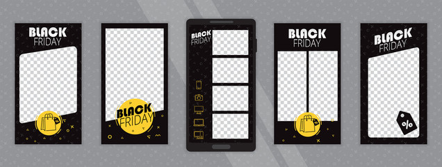 Trendy editable template for social media. Photo overlay with "black friday" theme. Everything built on layers and editable shapes.