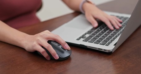 Woman work on computer at home