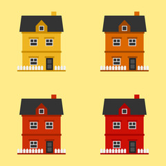 Two story house flat vector icon. Real estate symbol. Home colorful illustration.