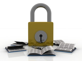 3d rendering book lock