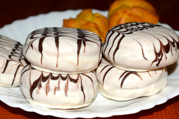 chocolate chip cookies with a glaze coating