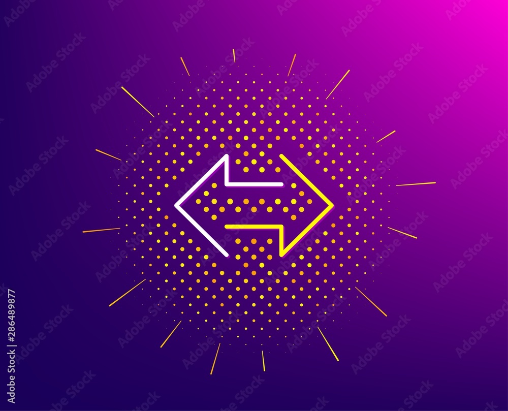 Poster sync arrows line icon. halftone pattern. communication arrowheads symbol. navigation pointer sign. g