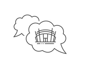 Arena stadium line icon. Chat bubble design. Sport complex sign. Championship building symbol. Outline concept. Thin line arena stadium icon. Vector