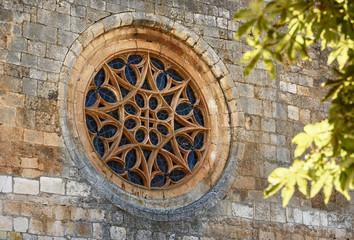 Fototapeta na wymiar gothic rose window of Covarrubias collegiate