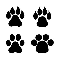 Paws print vector on white background, flat