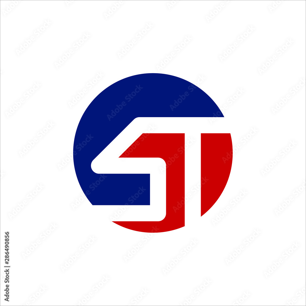 Poster letter s and t vector logo.