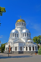 Fototapeta premium Alexander Nevski cathedral aka Cathedral of St. Prince Alexander Nevsky in Kamyanets-Podilski, Ukraine. It was built in 1893 in honor of the 100th anniversary of the accession of Podolia by Russia.