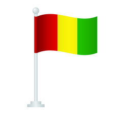 Guinea   flag. National flag of Guinea on pole vector 