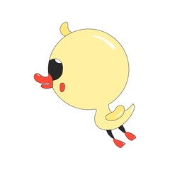 cute character duck with red fins