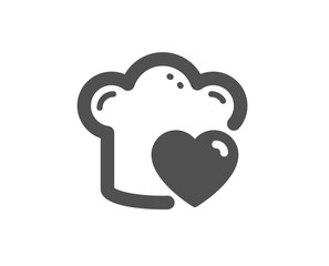 Chef sign. Cooking hat icon. Love food preparation symbol. Classic flat style. Simple love cooking icon. Vector