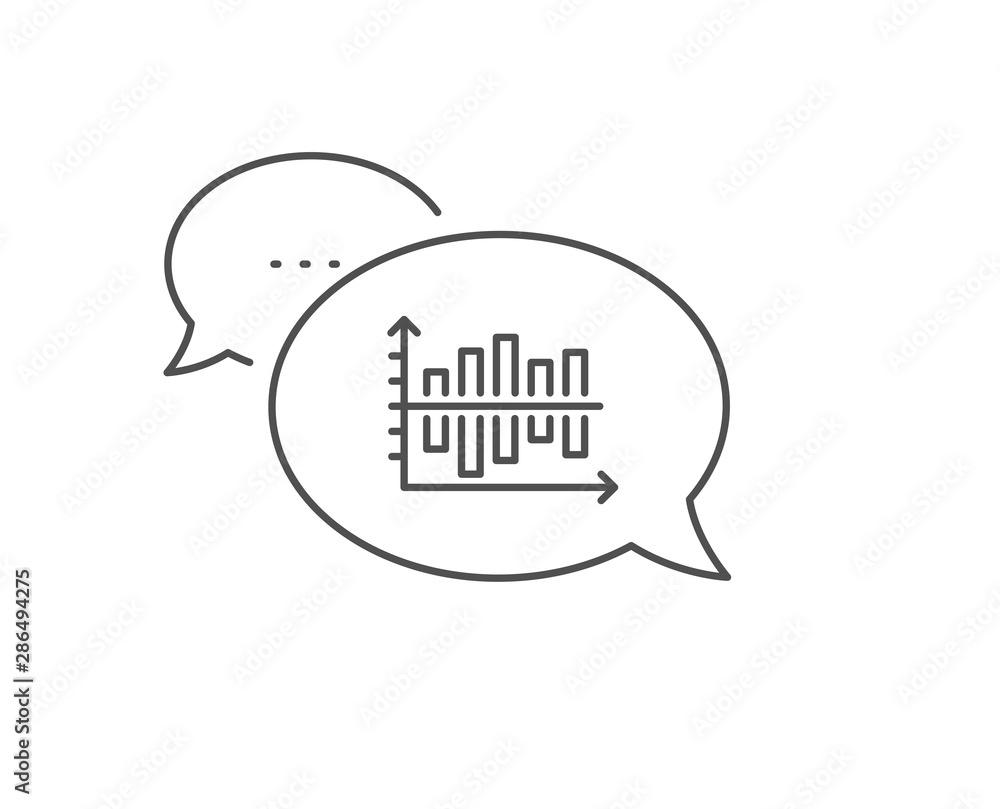 Poster diagram chart line icon. chat bubble design. column graph sign. market analytics symbol. outline con