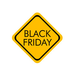 Obraz premium Logotipo con texto BLACK FRIDAY en señal de tráfico color amarillo