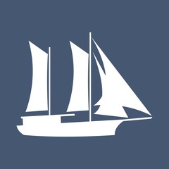 Sailboat in the sea, simple sailboat silhouette