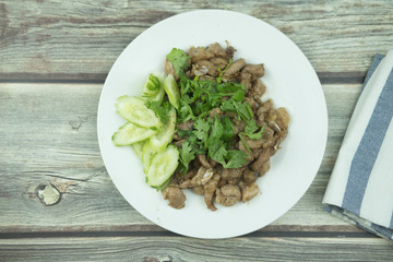 Fried pork with garlic pepper