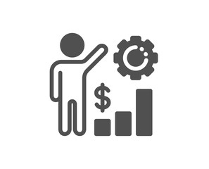 Work results sign. Employees wealth icon. Money chart symbol. Classic flat style. Simple employees wealth icon. Vector