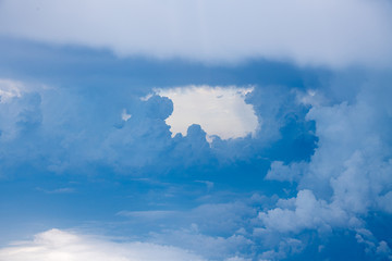 Fototapeta premium The blue sky and white clouds at an altitude of 10,000 meters under the sun