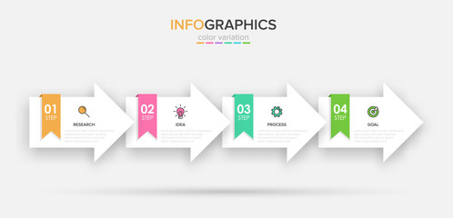 Infographic design with icons and 4 options or steps. Thin line vector. Infographics business concept. Can be used for info graphics, flow charts, presentations, web sites, banners, printed materials.