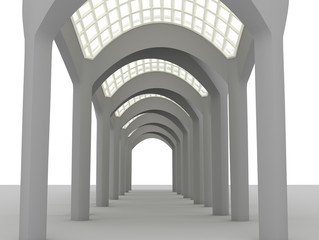 Glass roof arched gallery 3d rendering