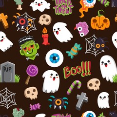 Halloween holiday seamless pattern background.Endless texture for textile ,fabric , wallpaper, web page background, wrapping paper and etc.